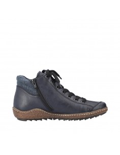 Bottines lacets et zip bleues RIEKER L7514-14