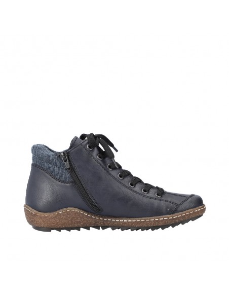 Bottines lacets et zip bleues RIEKER L7514-14