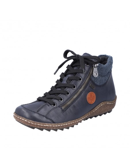Bottines lacets et zip bleues RIEKER L7514-14