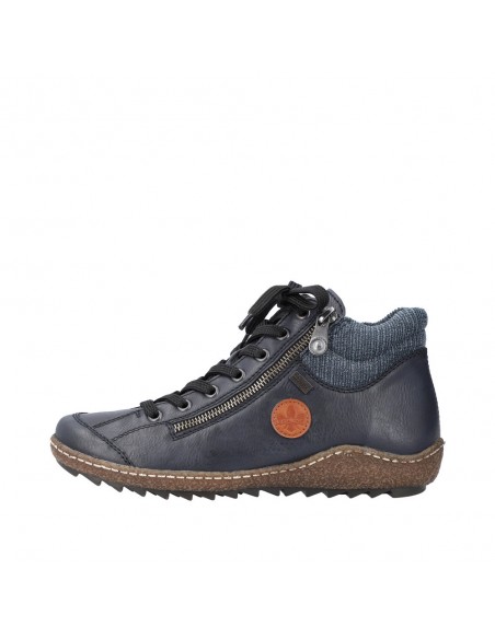 Bottines lacets et zip bleues RIEKER L7514-14