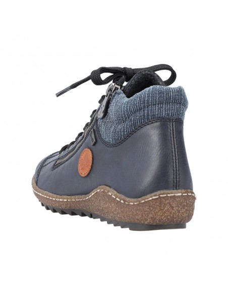 Bottines lacets et zip bleues RIEKER L7514-14
