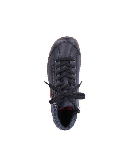 Bottines lacets et zip bleues RIEKER L7514-14