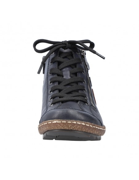 Bottines lacets et zip bleues RIEKER L7514-14