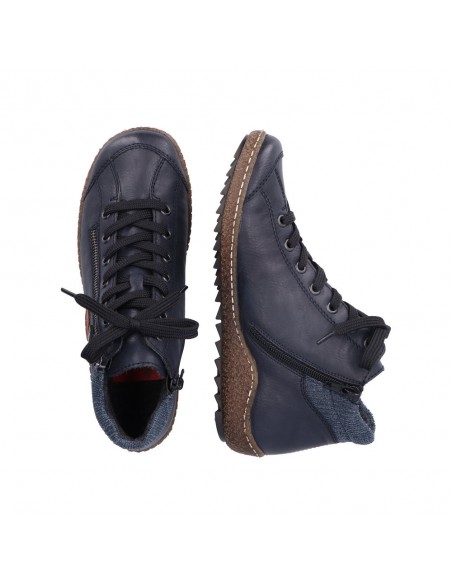 Bottines lacets et zip bleues RIEKER L7514-14