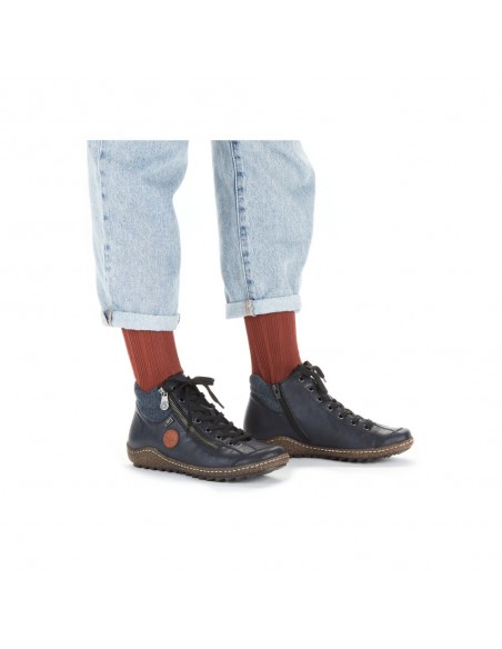 Bottines lacets et zip bleues RIEKER L7514-14