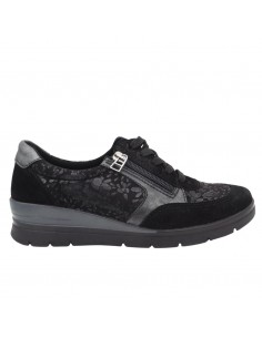 LONGO / 1351 / Noir / Chaussures confort à lacets et zip