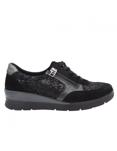 LONGO / 1351 / Noir / Chaussures confort à lacets et zip