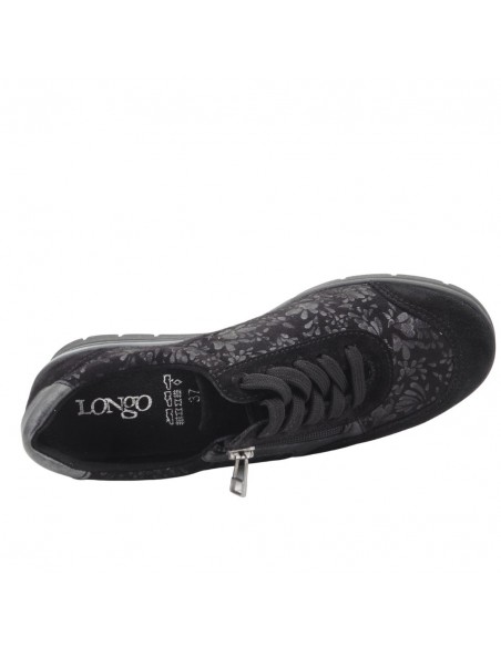 LONGO / 1351 / Noir / Chaussures confort à lacets et zip