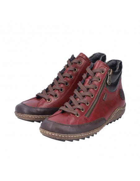 Bottines lacets et zip bordeaux RIEKER L7500-35