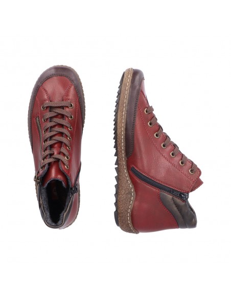 Bottines lacets et zip bordeaux RIEKER L7500-35