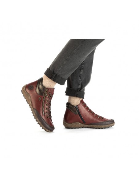 Bottines lacets et zip bordeaux RIEKER L7500-35