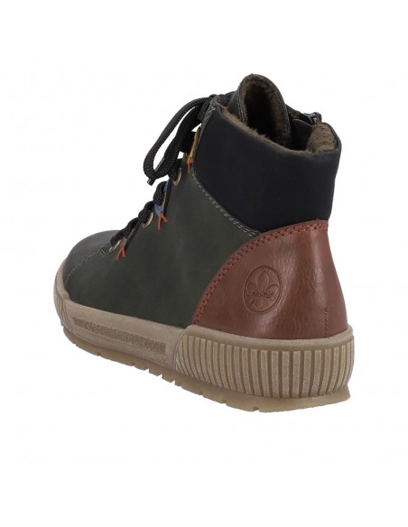 Bottines lacets et zip verte RIEKER N0711-54
