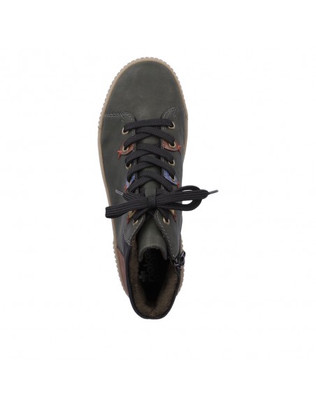 Bottines lacets et zip verte RIEKER N0711-54