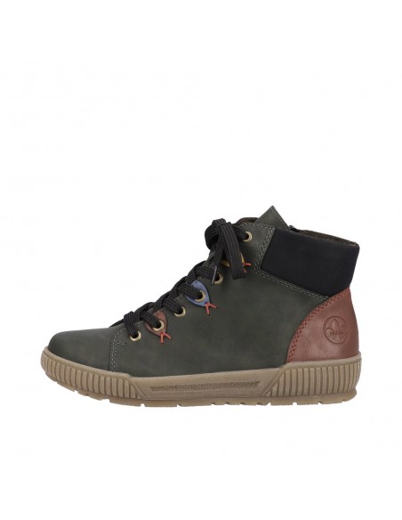 Bottines lacets et zip verte RIEKER N0711-54
