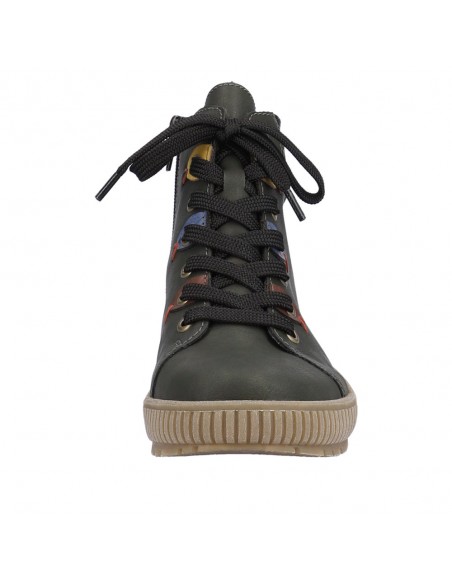 Bottines lacets et zip verte RIEKER N0711-54