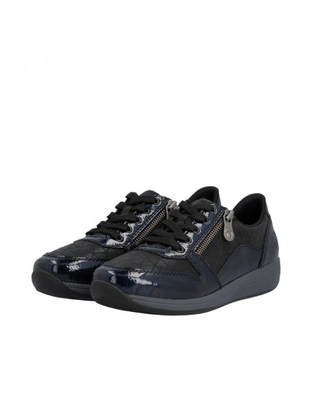 RIEKER / N1100-14 / Bleu / Chaussures lacets et zip