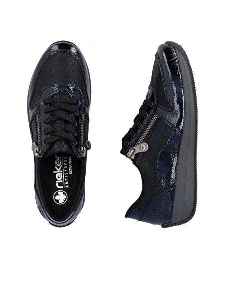 RIEKER / N1100-14 / Bleu / Chaussures lacets et zip
