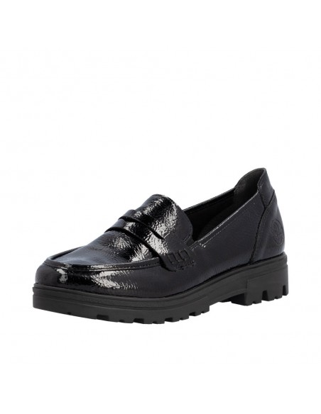 RIEKER / 43050-00 / Noir / Mocassin verni femme