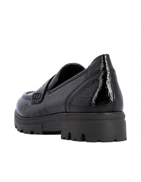 RIEKER / 43050-00 / Noir / Mocassin verni femme