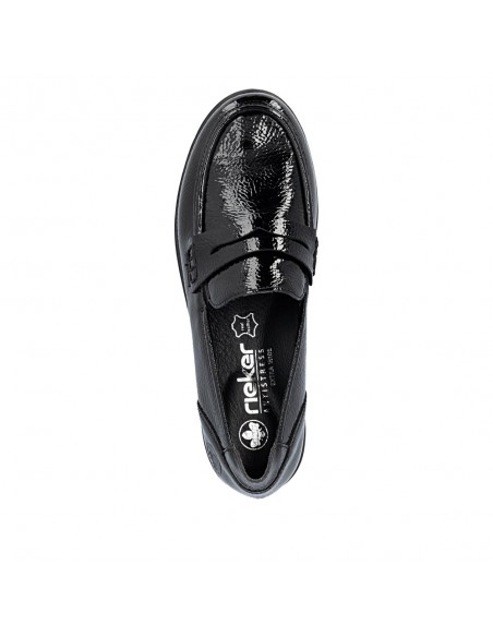 RIEKER / 43050-00 / Noir / Mocassin verni femme