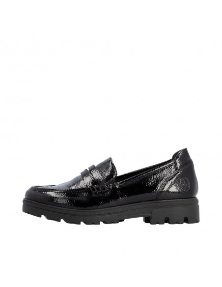 RIEKER / 43050-00 / Noir / Mocassin verni femme