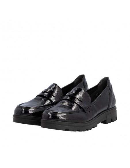 RIEKER / 43050-00 / Noir / Mocassin verni femme