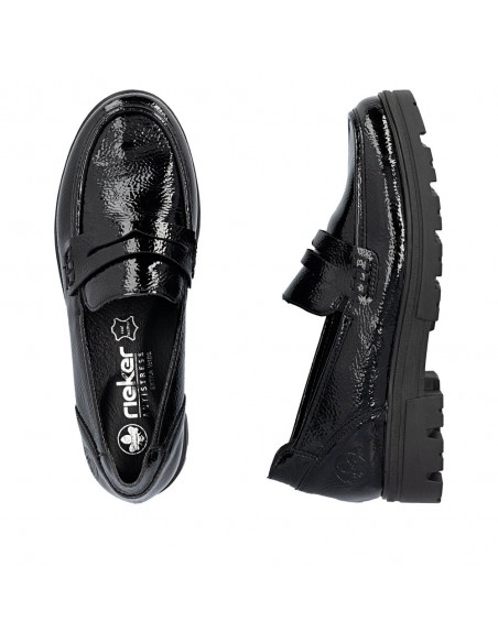 RIEKER / 43050-00 / Noir / Mocassin verni femme