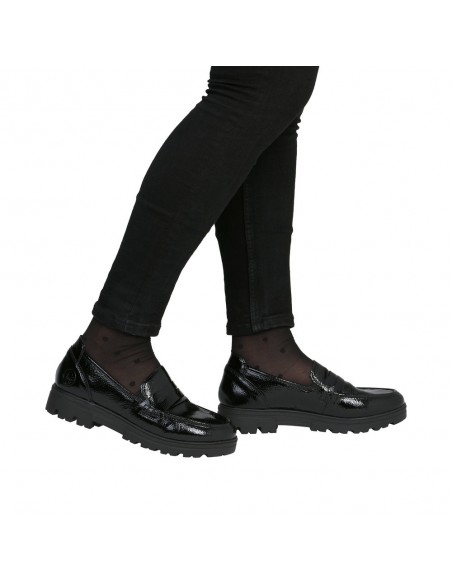 RIEKER / 43050-00 / Noir / Mocassin verni femme