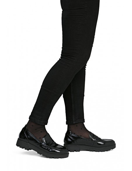 RIEKER / 43050-00 / Noir / Mocassin verni femme