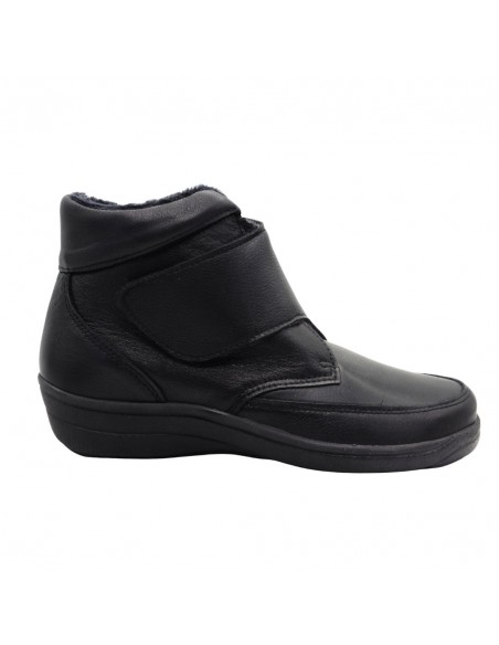LONGO / 5591 / Noir / Bottines cuir, velcro et semelle amovible