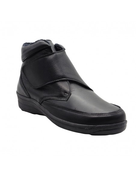 LONGO / 5591 / Noir / Bottines cuir, velcro et semelle amovible