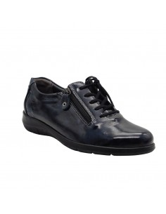 SWEDI / OXIDANT / Océan verni / Chaussure femme cuir à lacets et zip 2
