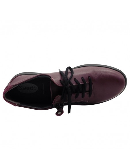 SWEDI / OXIDANT / Prune / Chaussure femme cuir à lacets et zip